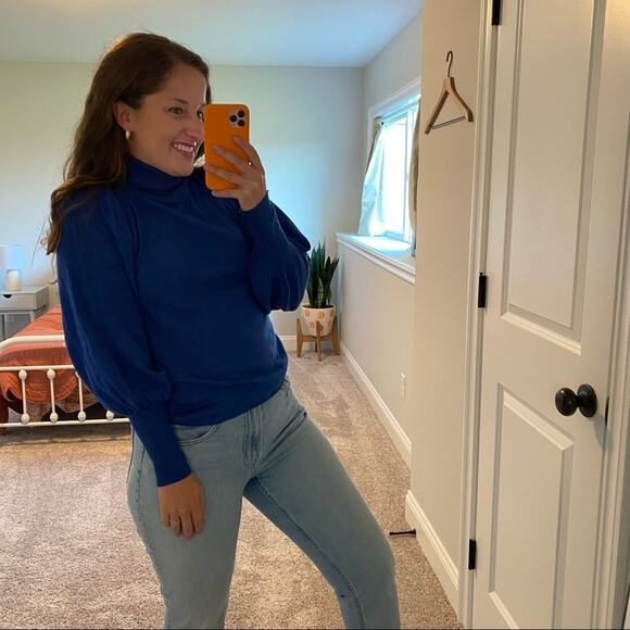 NWT APIECE APART Royal Blue Wool Silk Balloon Sleeve Sweater Small - Picture 4 of 16